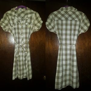 Yellow & Brown LEI Plaid Dress Size L